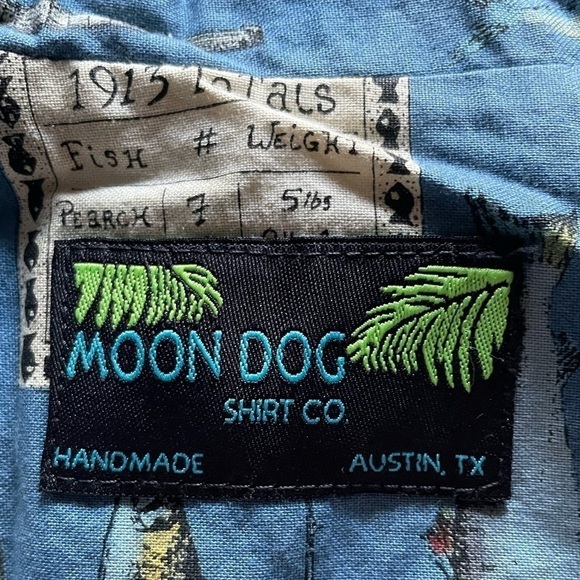 Moon Dog Fish Men's Button Down Shirt Austin Texas Size Medium - Picture 4 of 4